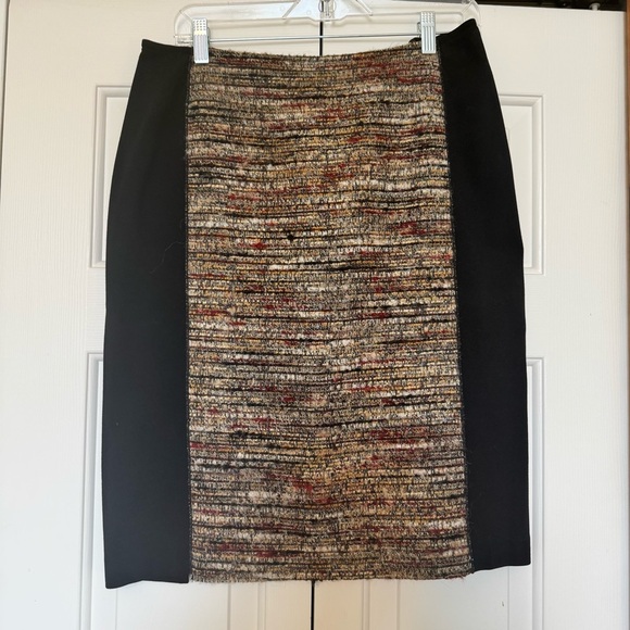 Lafayette 148 Black and Brown Wool Blend Skirt - Picture 1 of 6